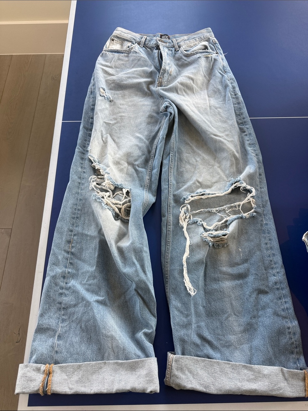 BDG skater baggy Light Blue Distressed Wide-Leg Jeans size 27 women